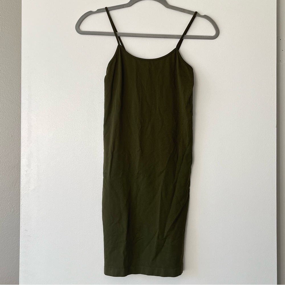 Sorella Army Green Spaghetti Strap Cami Dress